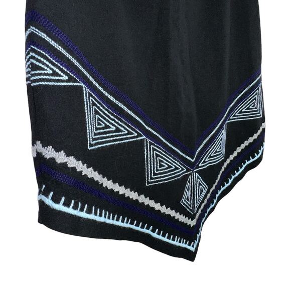 Oscar de la Renta Vintage Asymmetric Wool Blend Embroidered Skirt Size 10 - Picture 6 of 8